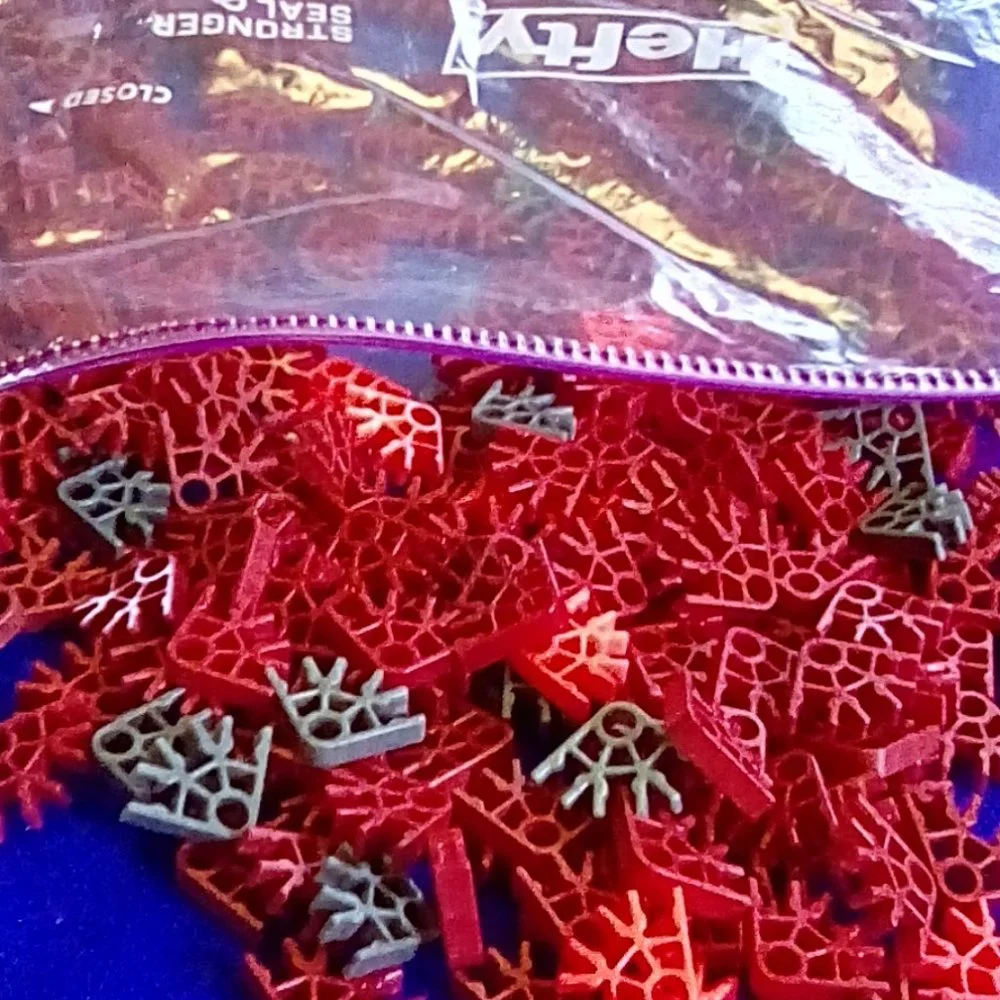 K'NEX 3 way connector red, bright red, grey